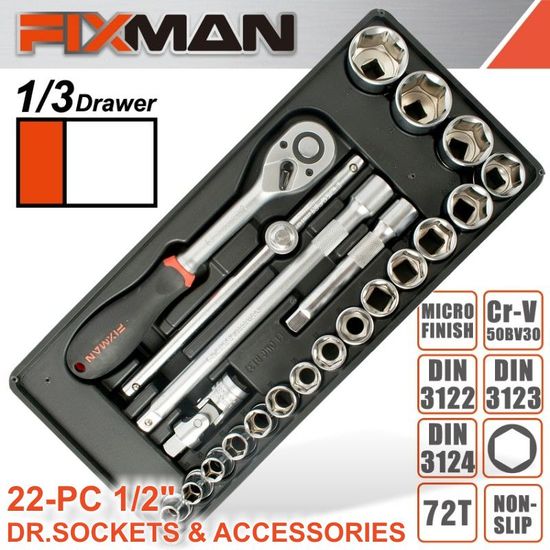 FIXMAN 7 Drawer Ind. Roller Cabinet On Castors With 130pc Of Stock